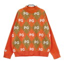 PEARLY GATES パーリーゲイツ ; 長袖ニットセーター PG アーガイル 総柄 オレンジ系 2 【中古】ゴルフウェア レディース