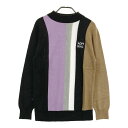 ADMIRAL アドミラル ウール混 ニットセーター ストライプ柄 ブラック系 M 【中古】ゴルフウェア レディース