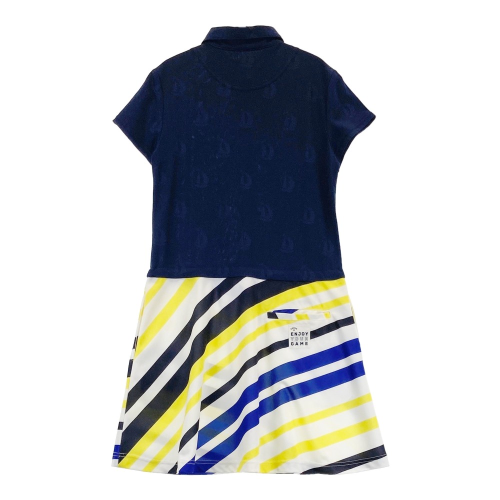 CALLAWAY キャロウェイ 半袖ポロ ワンピース ヨット 総柄 ネイビー系 M 【中古】ゴルフウェア レディース