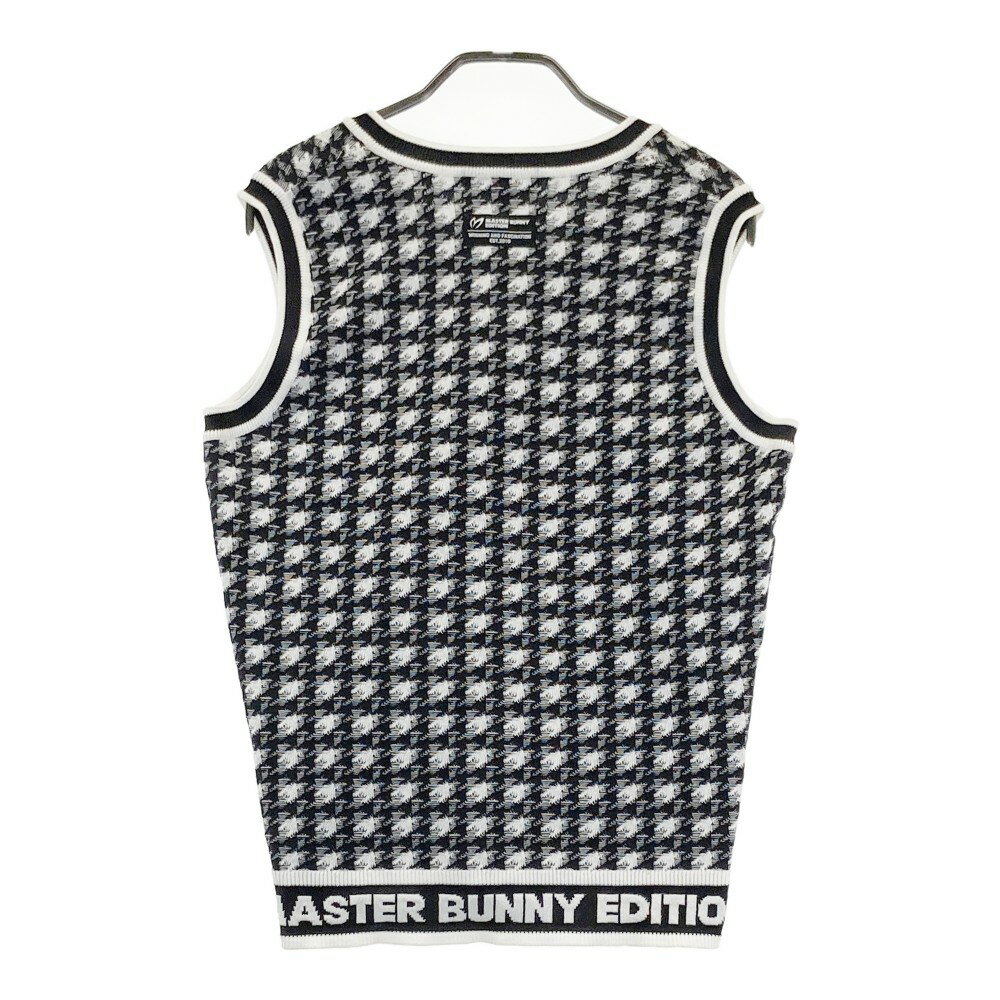 MASTER BUNNY EDITION マスターバニーエディション Vネック ニットベスト 千鳥格子柄 ブラック系 1 【中古】ゴルフウェア レディース