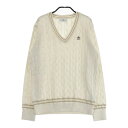 MUNSING WEAR マンシングウェア Vネック ニットセーター ウール混 ホワイト系 M 【中古】ゴルフウェア レディース