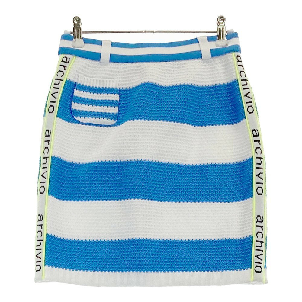 ARCHIVIO アルチビオ ニットスカート ボーダー柄 ブルー系 36 【中古】ゴルフウェア レディース
