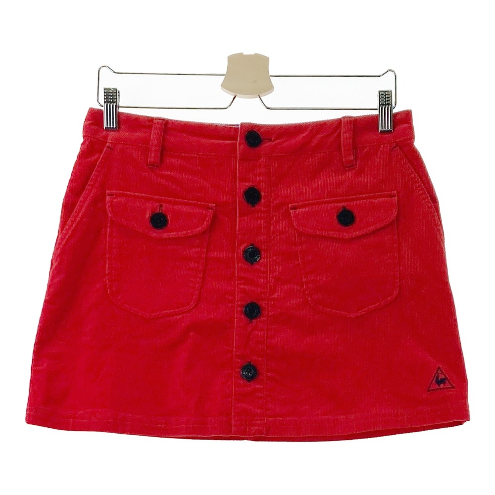 LE COQ GOLF ルコックゴルフ コーデュロイスカート レッド系 11 【中古】ゴルフウェア レディース