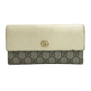 GUCCI グッチ 456116 二つ折り財布 GGスプリーム ベージュ系 【中古】レディース