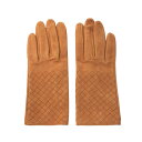 BOTTEGA VENETA ボッテガ ヴェネタ イントレチャート 羊革 グローブ オレンジ系 70 【中古】レディース