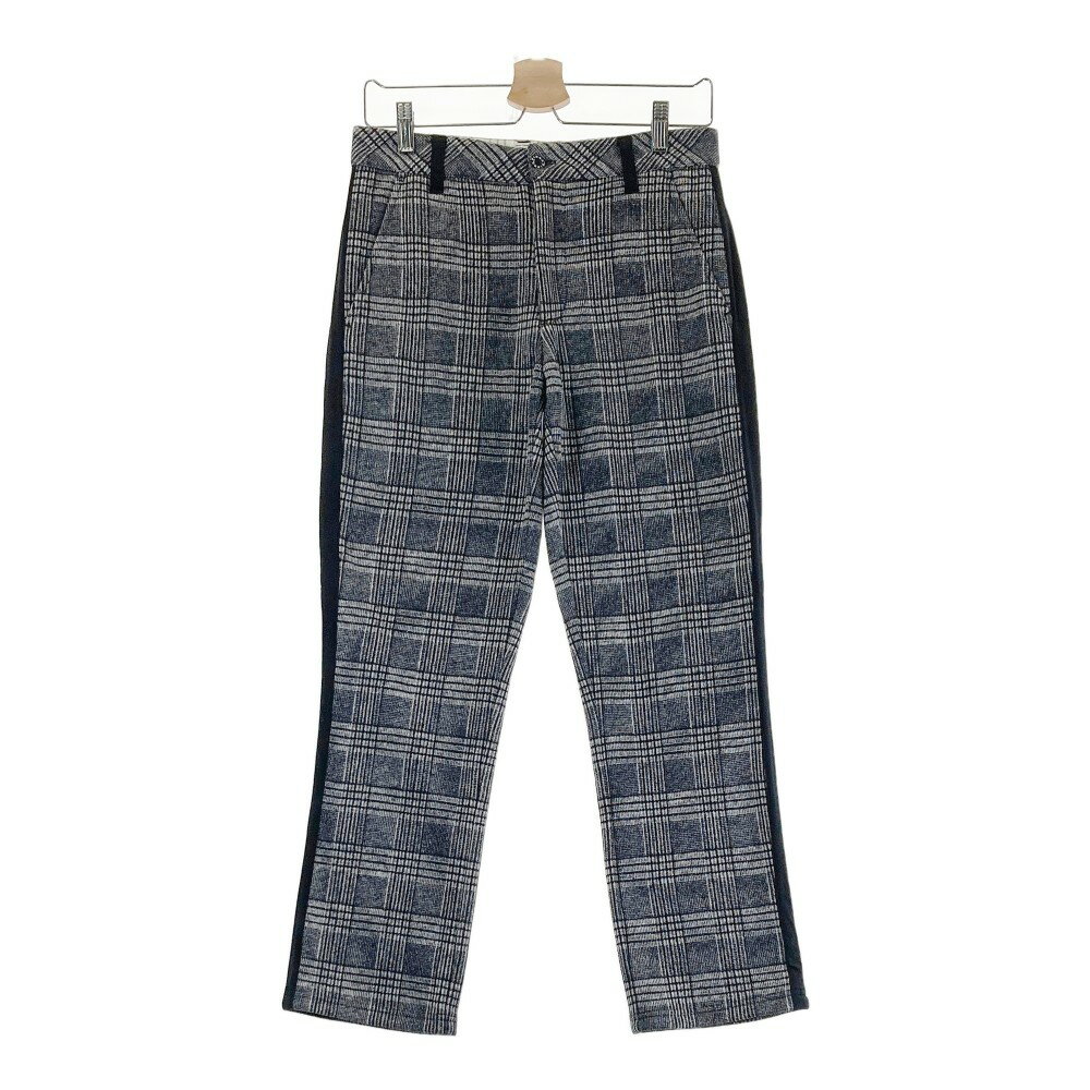 FIDRA フィドラ 裏起毛 ニットパンツ サイドライン チェック柄 グレー系 L 【中古】ゴルフウェア レディース