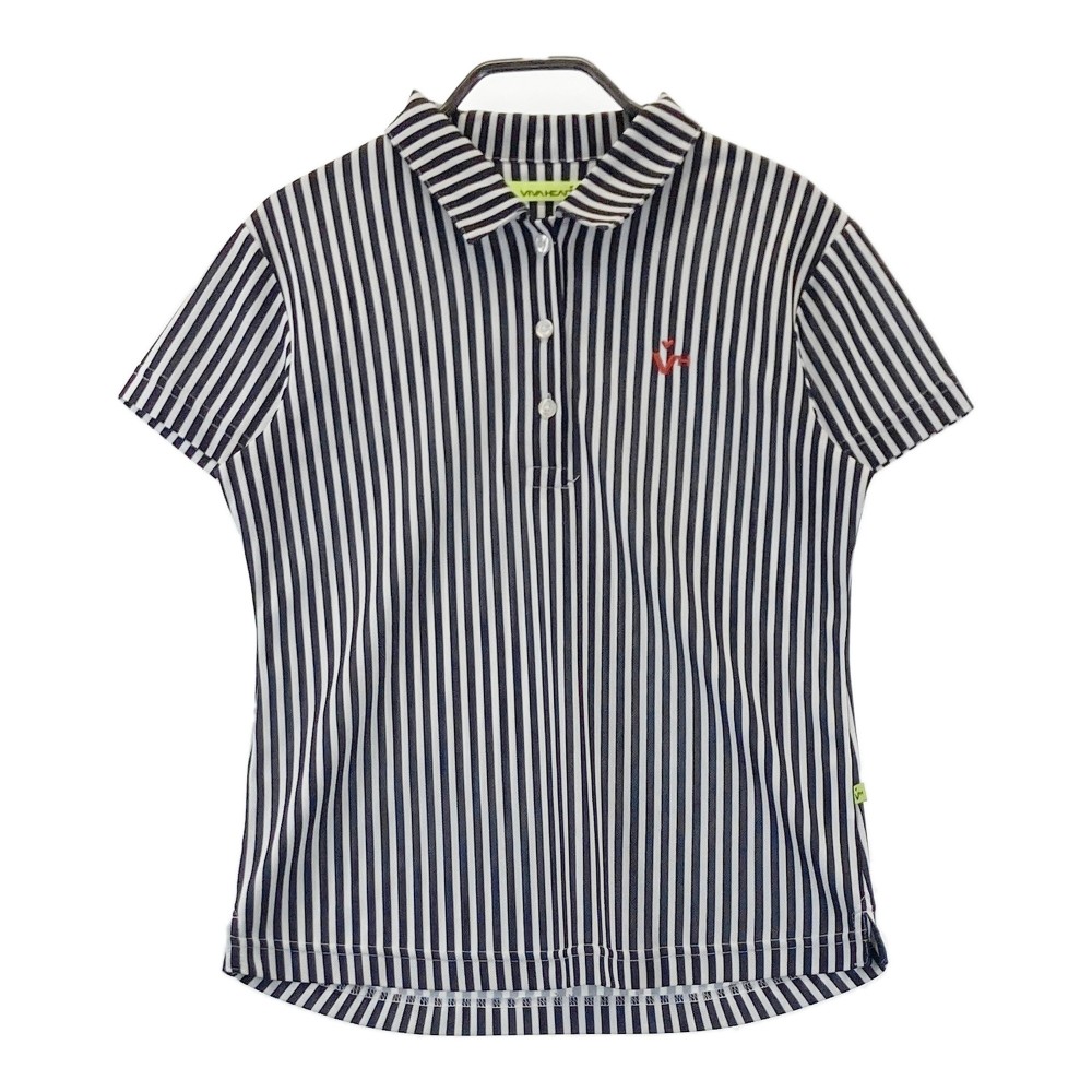 VIVA HEART ビバハート 半袖ポロシャツ ストライプ柄 ブラック系 40 【中古】ゴルフウェア レディース