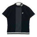 FILA GOLF フィラゴルフ ハイネック 半袖 ニットセーター ロゴ総柄 ブラック系 M 【中古】ゴルフウェア レディース