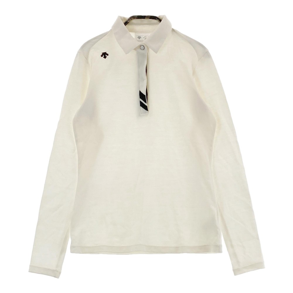 DESCENTE GOLF デサントゴルフ 長袖ポロシャツ ホワイト系 S 【中古】ゴルフウェア レディース