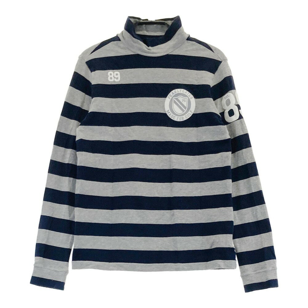 PEARLY GATES パーリーゲイツ ハイネック 長袖Tシャツ ボーダー柄 グレー系 1 【中古】ゴルフウェア レ..