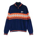 FILA GOLF フィラゴルフ ハーフジップ ニットセーター アーガイル柄 ネイビー系 LL 【中古】ゴルフウェア レディース