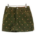 JACK BUNNY ジャックバニー インナー付 ストレッチスカート うさぎ 総柄 グリーン系 0 【中古】ゴルフウェア レディース