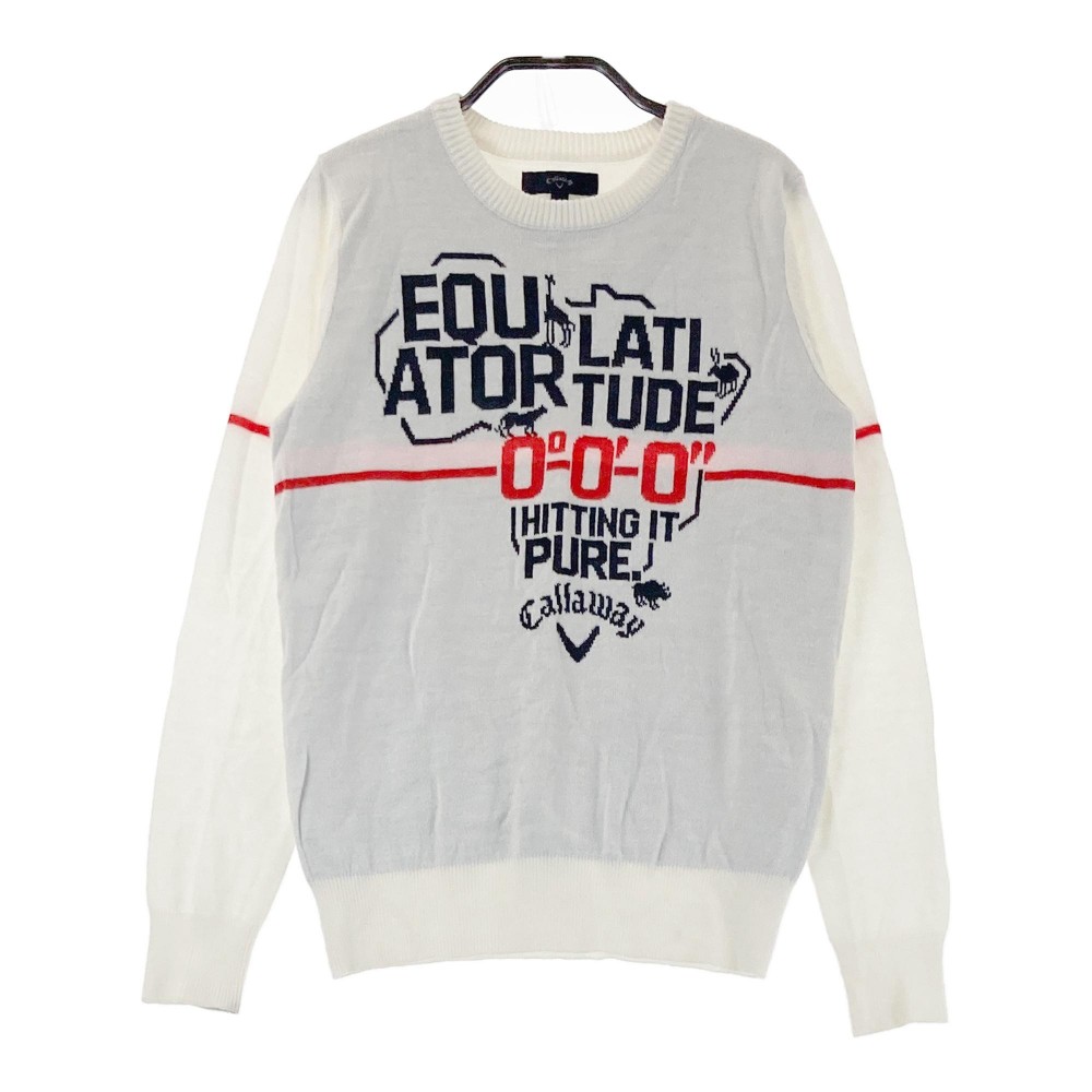 CALLAWAY キャロウェイ クルーネック ニットセーター ホワイト系 M 【中古】ゴルフウェア レディース