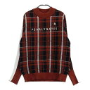 PEARLY GATES パーリーゲイツ 2023年モデル モックネック ニットセーター チェック柄 ブラウン系 1 【中古】ゴルフウェア レディース