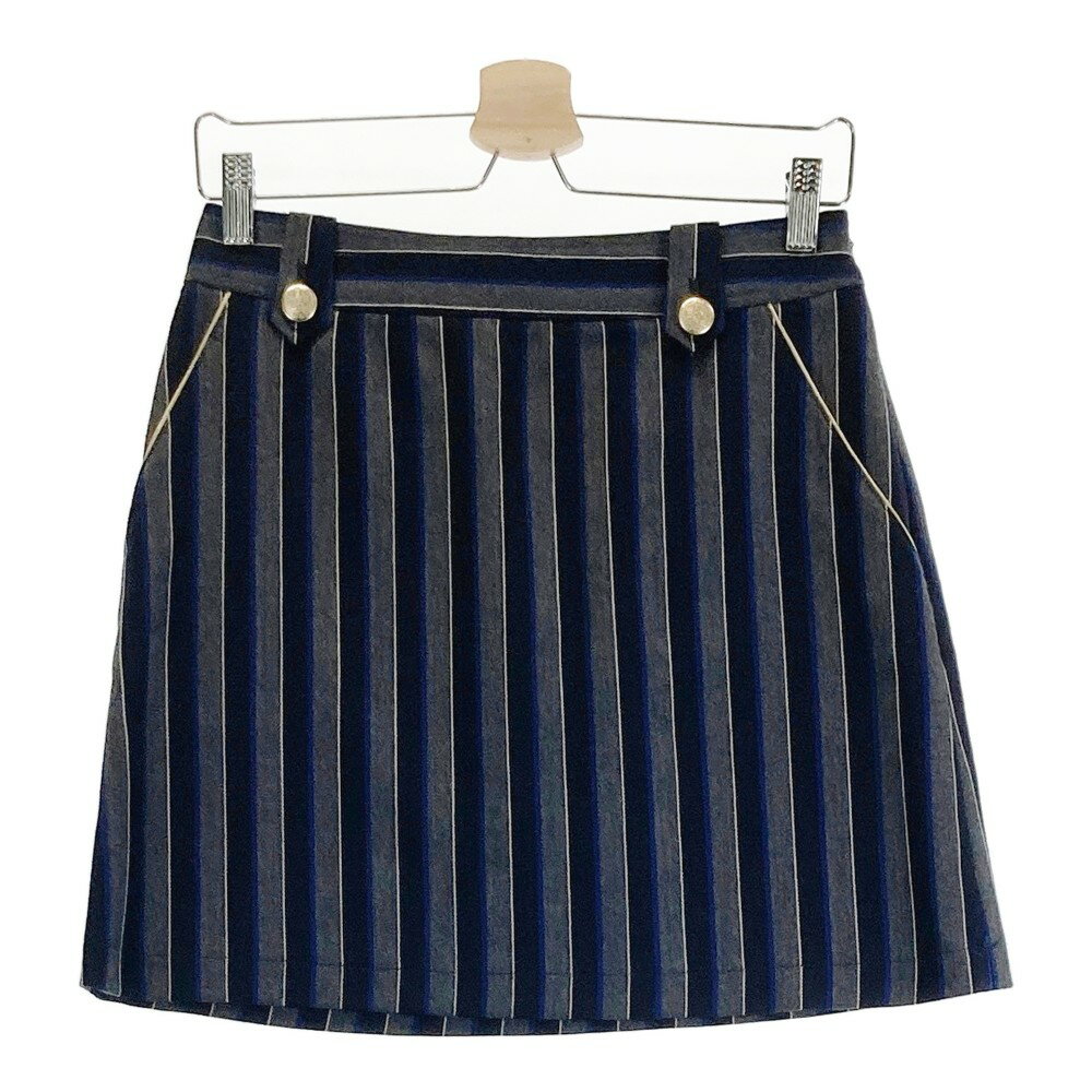 JUN&ROPE ジュン アンド ロペ ウール混 ストレッチスカート ストライプ柄 グレー系 M 【中古】ゴルフウ..
