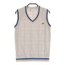 ADIDAS GOLF アディダスゴルフ IP4194 2024年モデル Vネック ニットベスト チェック柄 ピンク系 XS 【中古】ゴルフウェア レディース