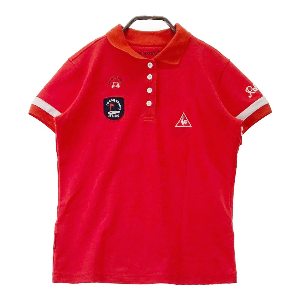 LE COQ GOLF ルコックゴルフ 半袖ポロシャツ レッド系 M 【中古】ゴルフウェア レディース