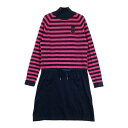 LANVIN SPORT ランバン スポール ハイネック 長袖ニットワンピース ボーダー柄 ネイビー系 38 【中古】ゴルフウェア レディース