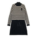 LANVIN SPORT ランバン スポール ハイネック 長袖ニットワンピース ボーダー柄 ブラック系 38 【中古】ゴルフウェア レディース