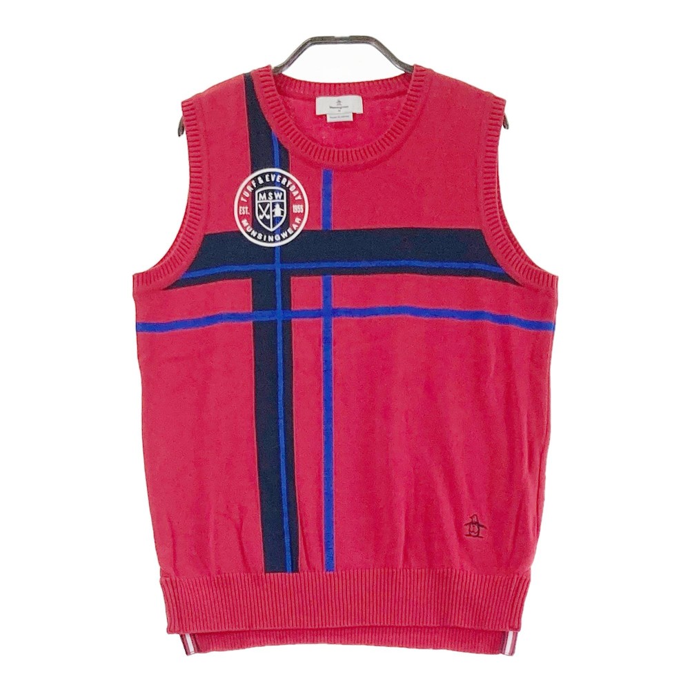 MUNSING WEAR マンシングウェア ニットベスト レッド系 M 【中古】ゴルフウェア レディース