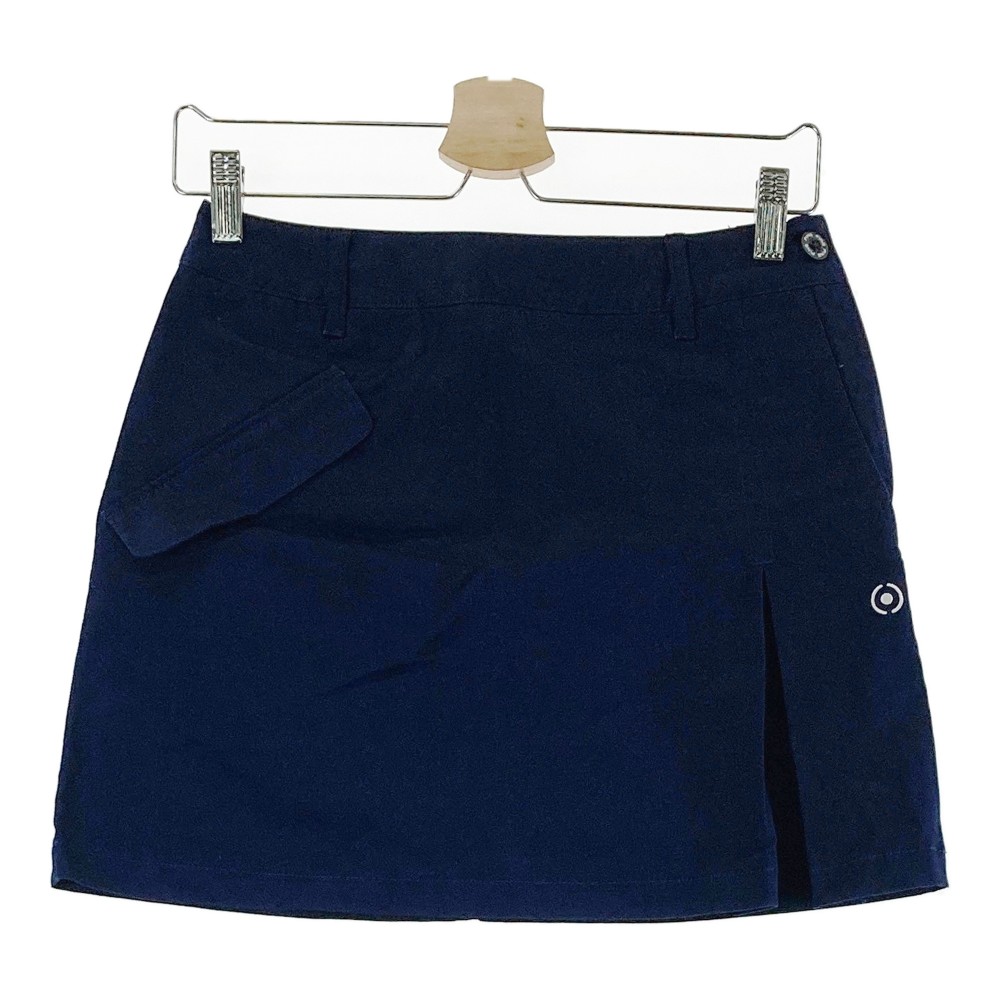 PING ピン コットン混ストレッチ プリーツスカート ネイビー系 S 【中古】ゴルフウェア レディース
