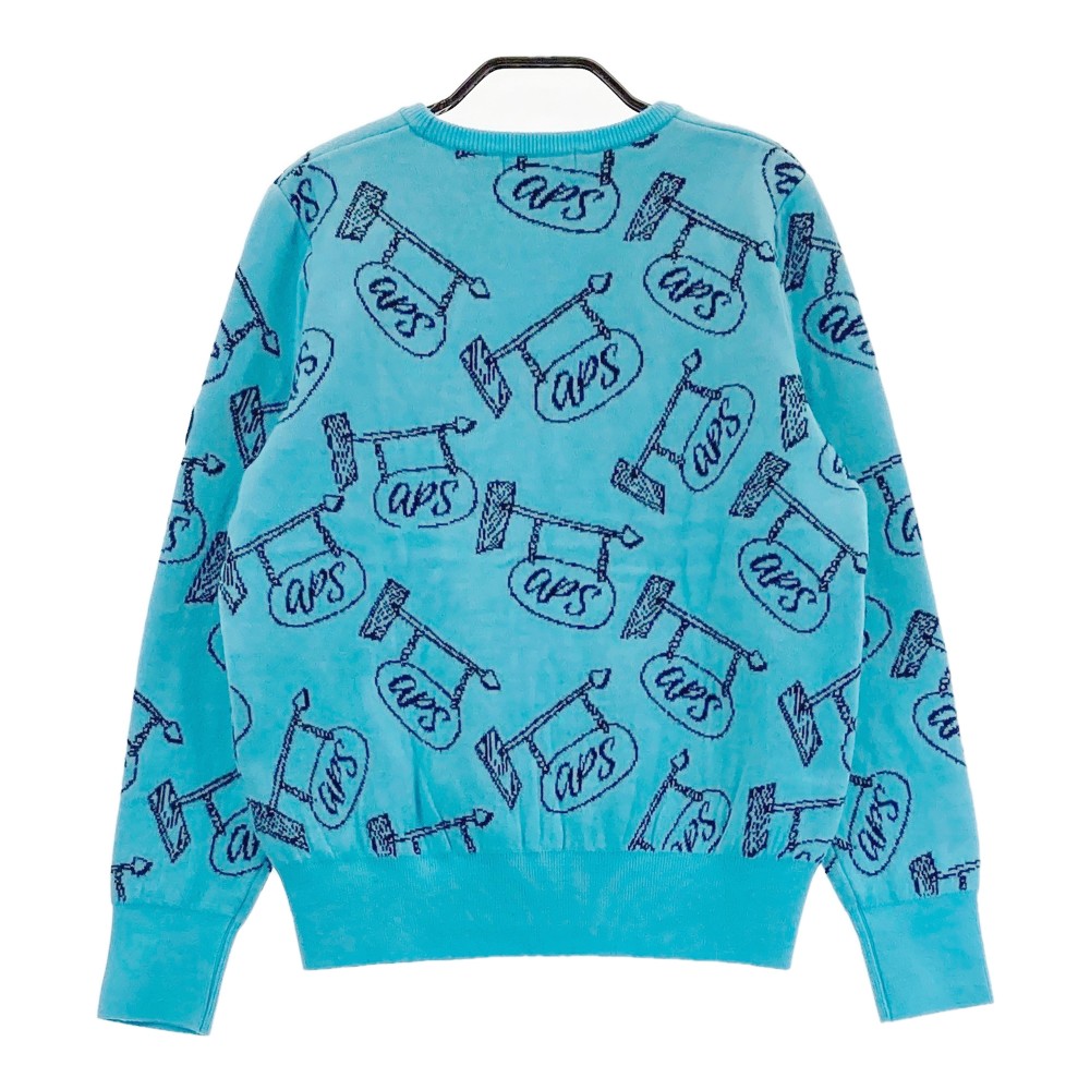 AND PER SE アンパスィ ニットセーター 総柄 ブルー系 M 【中古】ゴルフウェア レディース