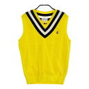 JACK BUNNY ジャックバニー Vネックニットベスト ストライプ柄 イエロー系 0 【中古】ゴルフウェア レディース