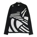 DESCENTE GOLF デサントゴルフ ハーフジップ ニット セーター 総柄 ブラック系 L 【中古】ゴルフウェア レディース