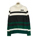 JUN&ROPE ジュン アンド ロペ タートルネック ニットセーター ボーダー柄 ホワイト系 M 【中古】ゴルフウェア レディース