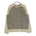 JACK BUNNY ジャックバニー ニットセーター ワッペン チェック柄 ブラウン系 1 【中古】ゴルフウェア レディース