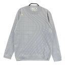 LE COQ GOLF ルコックゴルフ モックネック ニットセーター チェック ストライプ 総柄 グレー系 M 【中古】ゴルフウェア レディース
