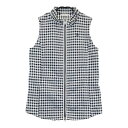 MUNSING WEAR マンシングウェア フルジップ ベスト チュニック丈 チェック柄 ホワイト系 L 【中古】ゴルフウェア レディース
