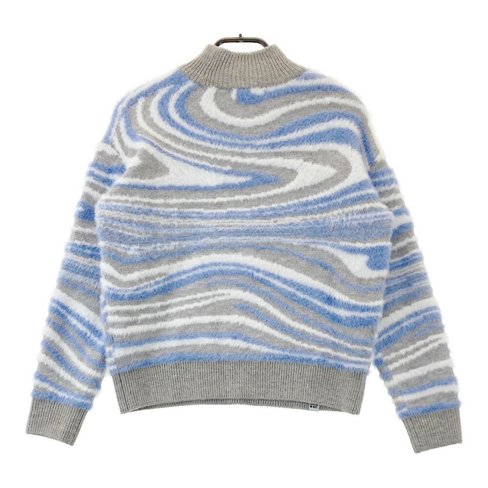 ROSASEN ロサーセン ハイネック ニットセーター マーブル柄 グレー系 M 【中古】ゴルフウェア レディース