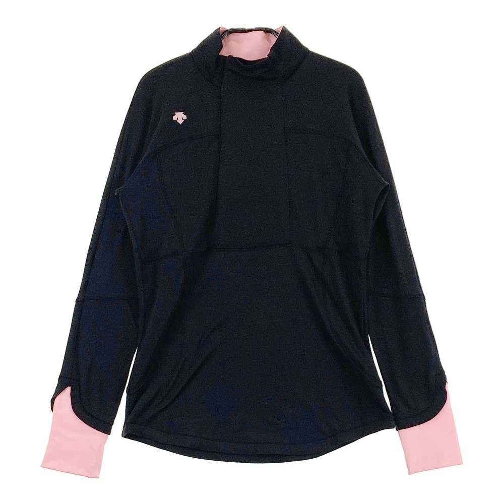 DESCENTE GOLF デサントゴルフ 長袖ハーフジップTシャツ ブラック系 M 【中古】ゴルフウェア レディース