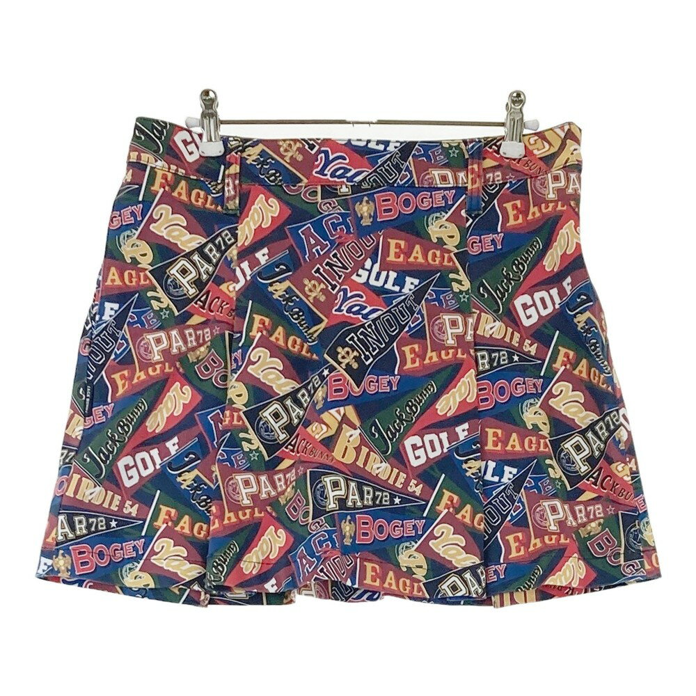 JACK BUNNY ジャックバニー インナー付 ストレッチスカート フラッグ総柄 ネイビー系 2 【中古】ゴルフ..