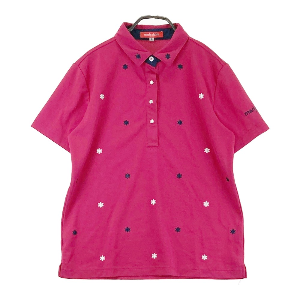 marie claire sport マリクレール スポール 半袖ポロシャツ ピンク系 L 【中古】ゴルフウェア レディース