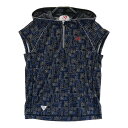 MASTER BUNNY EDITION マスターバニーエディション フード付 ハーフジップ 半袖Tシャツ ロゴ総柄 ブラック系 0 【中古】ゴルフウェア レディース