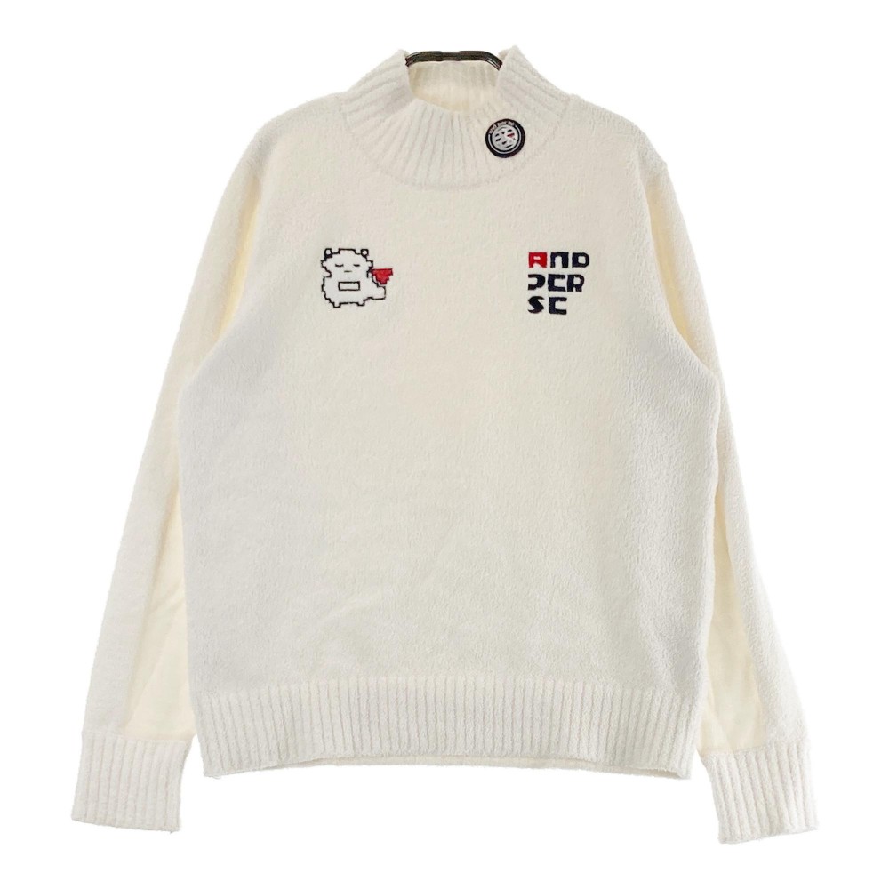 AND PER SE アンパスィ ハイネック ウール混 ニットセーター ホワイト系 L 【中古】ゴルフウェア レディース