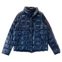 PEARLY GATES パーリーゲイツ 2WAY 襟付 ダウン ジップジャケット ネイビー系 0 【中古】ゴルフウェア レディース