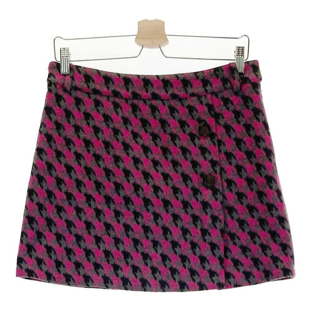 DELSOL デルソル 裏地付 ウール混 スカート 千鳥柄 グレー系 L 【中古】ゴルフウェア レディース