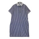 MUNSING WEAR マンシングウェア 2024年モデル 半袖ワンピース ストライプ柄 ネイビー系 LL 【中古】ゴルフウェア レディース