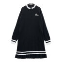 KISS ON THE GREEN キスオンザグリーン ニット ハーフジップワンピース ブラック系 3 【中古】ゴルフウェア レディース