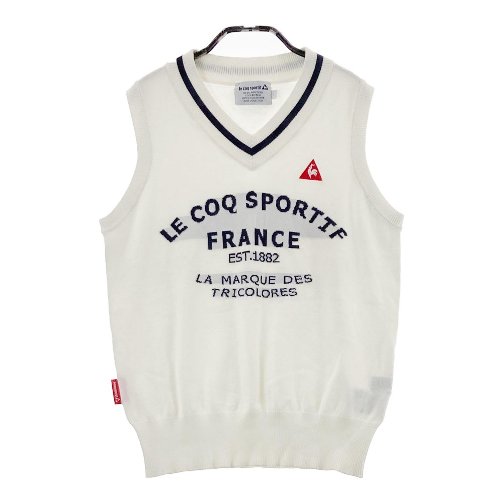 LE COQ GOLF ルコックゴルフ ニットベスト ホワイト系 L 【中古】ゴルフウェア レディース