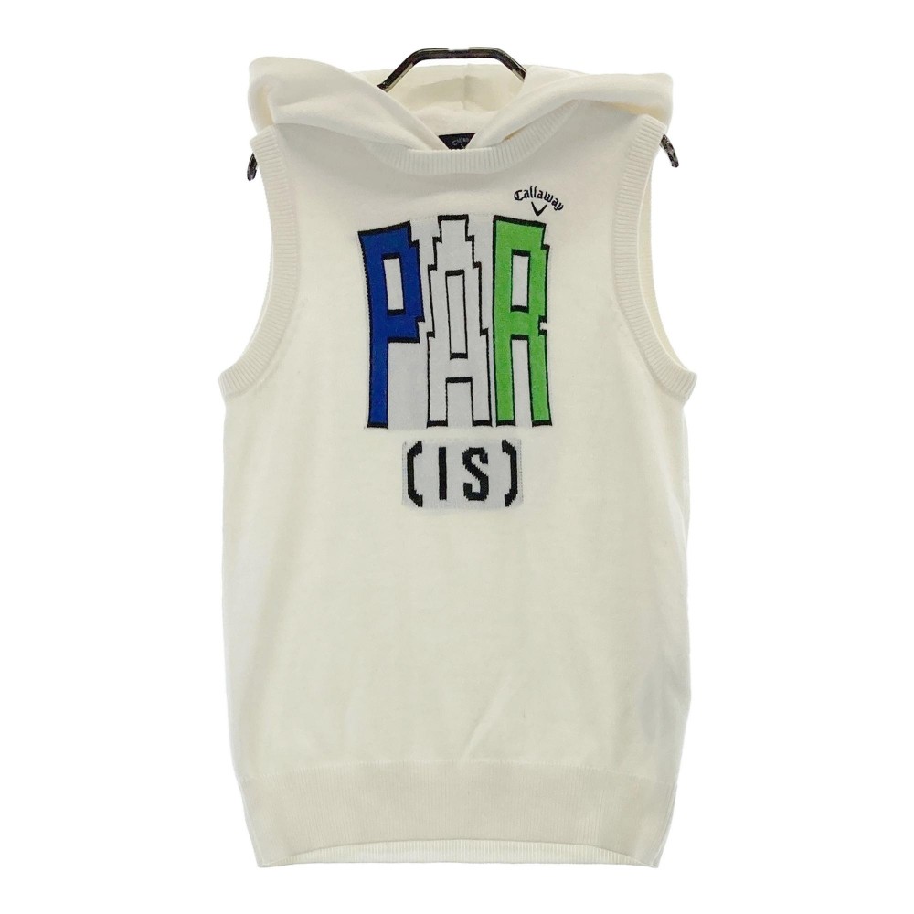 CALLAWAY キャロウェイ フード付ニットベスト ウール混 ホワイト系 M 【中古】ゴルフウェア レディース