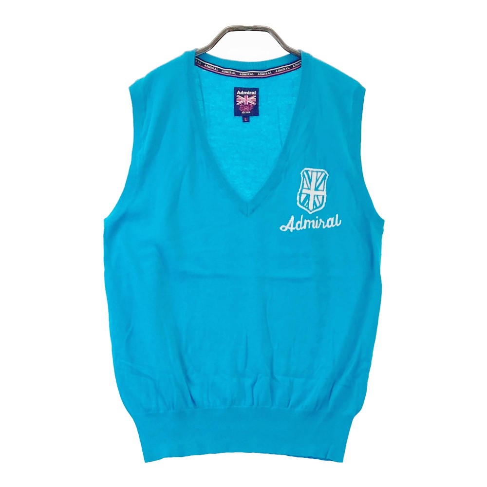ADMIRAL アドミラル Vネック ニットベスト ブルー系 L 【中古】ゴルフウェア レディース