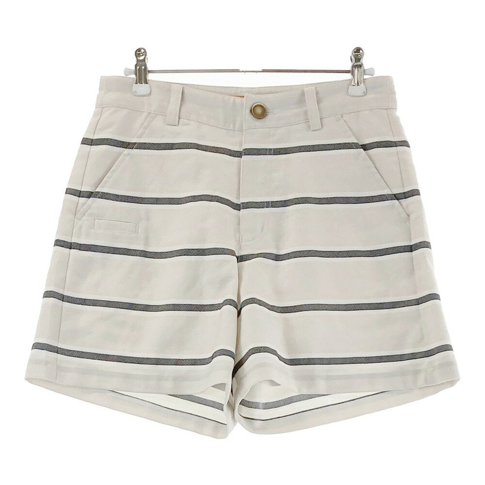 BEAMS GOLF ビームスゴルフ ショートパンツ ボーダー柄 ベージュ系 M 【中古】ゴルフウェア レディース