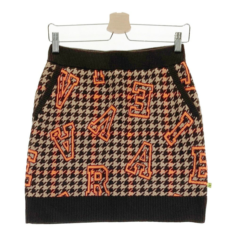 VIVA HEART ビバハート ; 裏地付 ニットスカート ロゴ総柄 ブラウン系 40 【中古】ゴルフウェア レディース