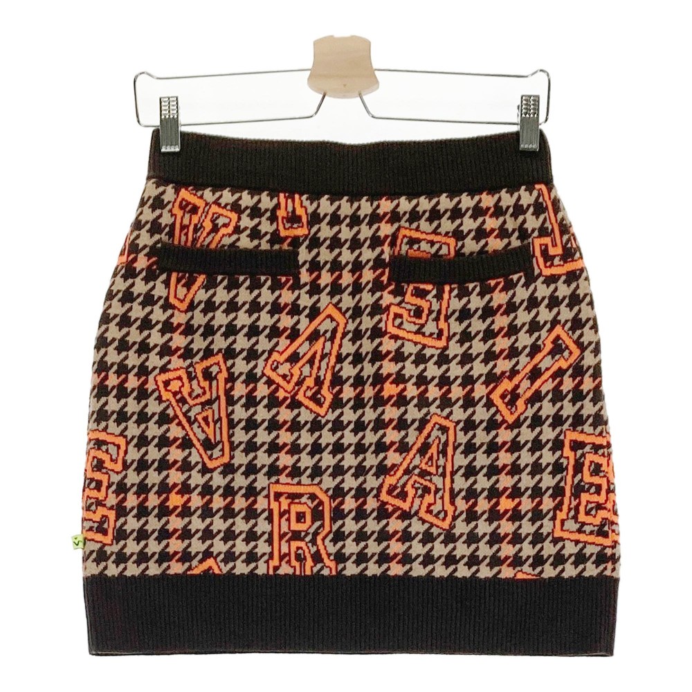 VIVA HEART ビバハート ; 裏地付 ニットスカート ロゴ総柄 ブラウン系 40 【中古】ゴルフウェア レディース