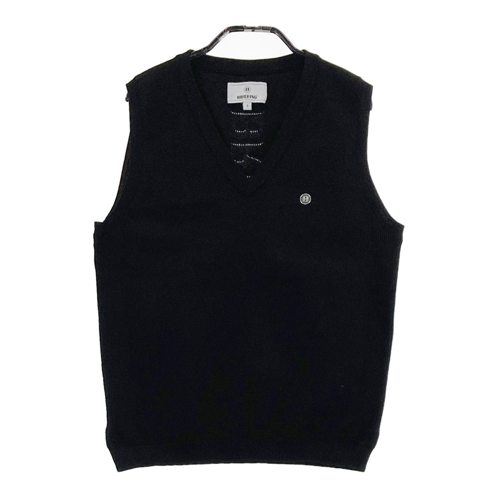 BRIEFING GOLF ブリーフィング バックロゴ ニットベスト ブラック系 S 【中古】ゴルフウェア レディース