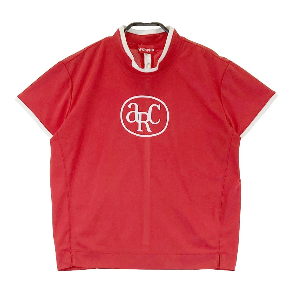 ARCHIVIO アルチビオ 2023年モデル ハイネック 半袖Tシャツ ロゴプリント レッド系 38 【中古】ゴルフ..